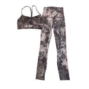 Lululemon Womens Tie-Dye Sports Bra & Leggings Set High-Waisted Stretchy Sz 2